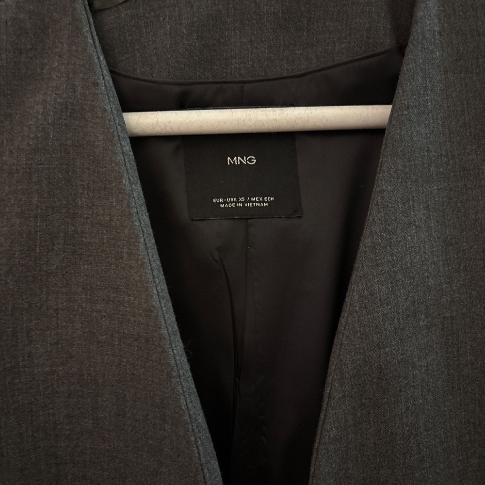 Mng By Mango Charcoal Grey Open-Front Blazer Size… - image 2